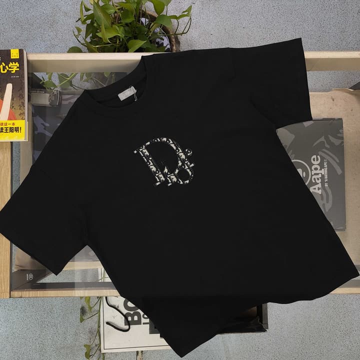 Dior Embroidered Letter Patch T-Shirt – 2025 Collection in Black