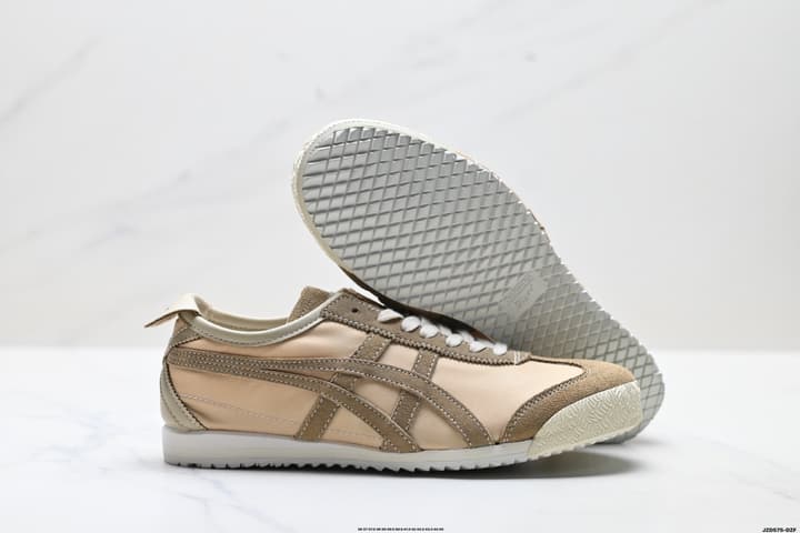Onitsuka Tiger Mexico 66 Deluxe Nippon Made Sneakers in Beige With Taupe Stripes