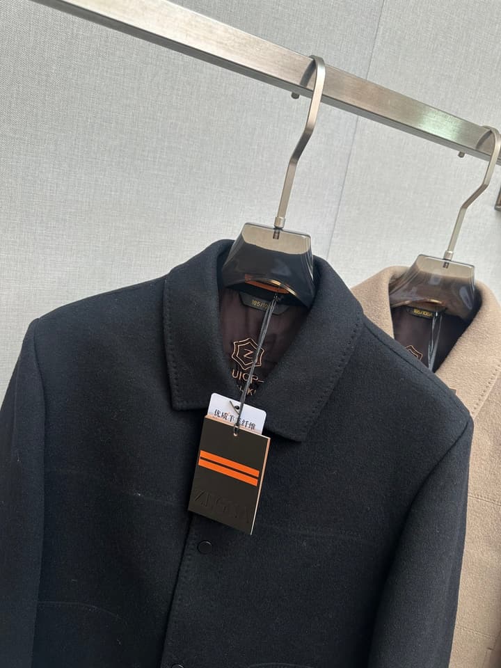 Zegna Italian Luxury Wool Coat in Camel Beige