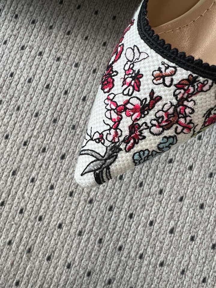 Dior Classic Multi-Color Embroidered Pumps in Black Silver Sparkle