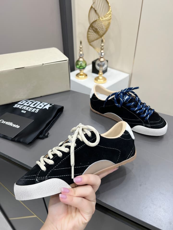 Golden Goose GGDB Star Distressed Sneakers in Black Suede