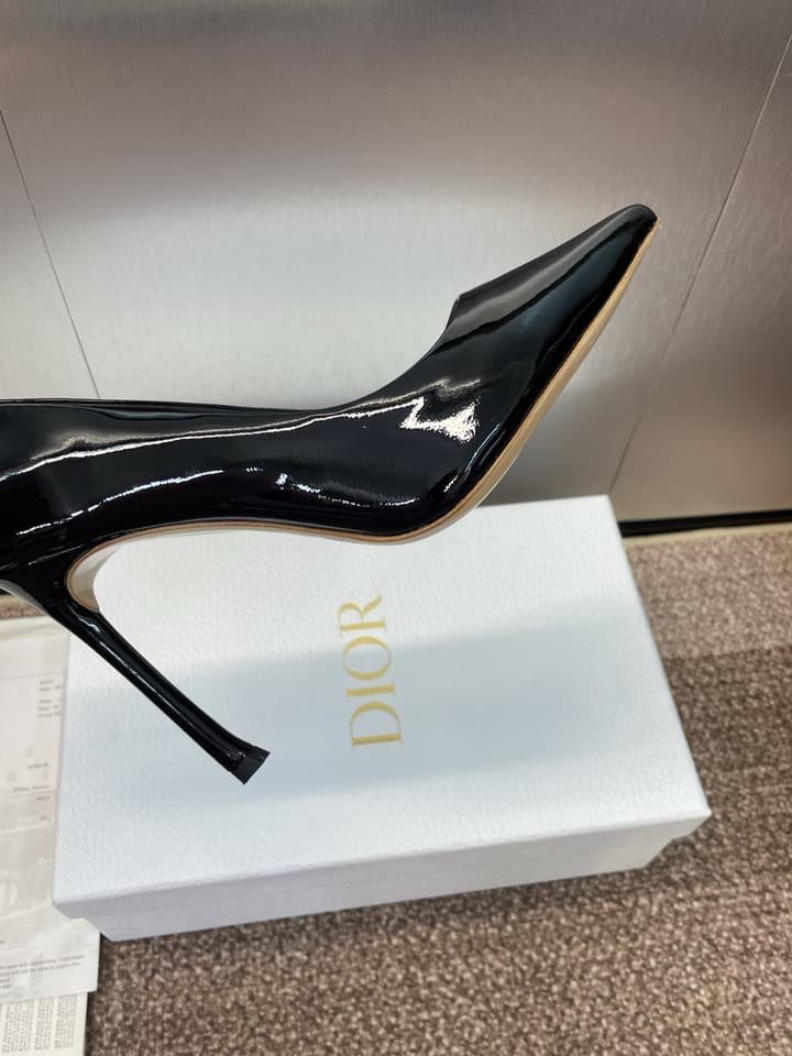 Dior CD Logo Pointed Toe Pumps – 2025 Spring/Summer Haute Couture Collection in Shiny Black Flat