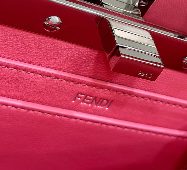 Fendi Peekaboo I See You Petite Handbag in Watermelon Pink Leather
