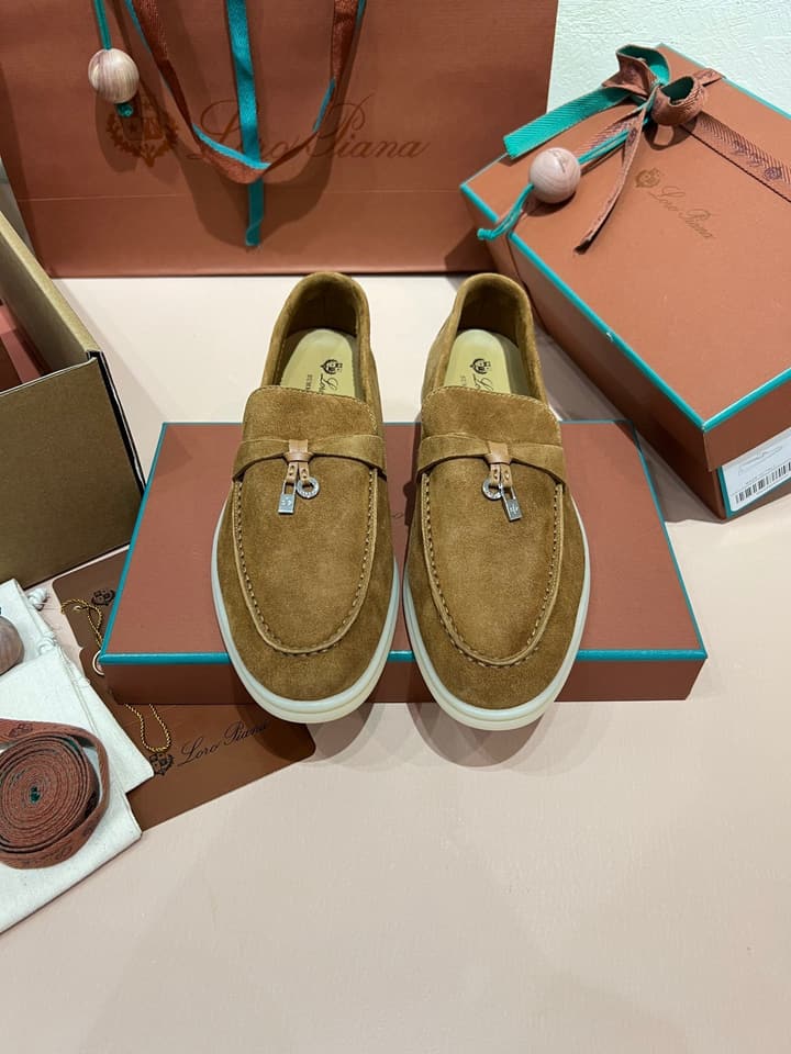 Loro Piana Caramel Suede Mules