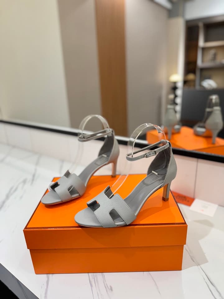 Hermès Classic Palm Grain Cowhide Heels – 6.5cm in Black