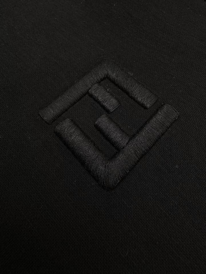 Fendi FF Embroidered Hooded Sweatshirt in Black With Ff Pattern Lining