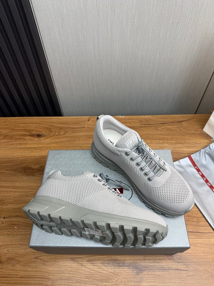 Prada Men's High-Quality Sneakers in Light Grey