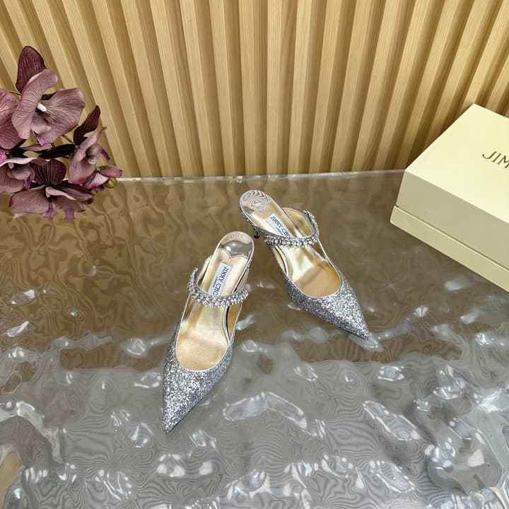 Jimmy Choo Sequined Evening Heels – 2025SS in Black Glitter