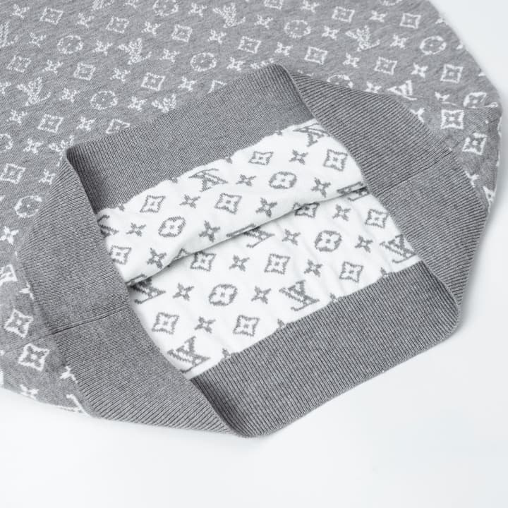 Louis Vuitton Crewneck Jacquard Logo Sweater in Grey Jacquard Sweater