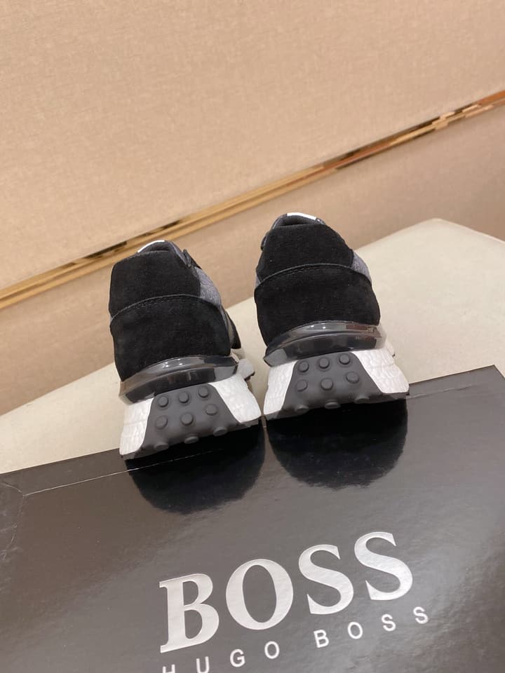 Boss Italian Leather Casual Sneakers in Dark Navy