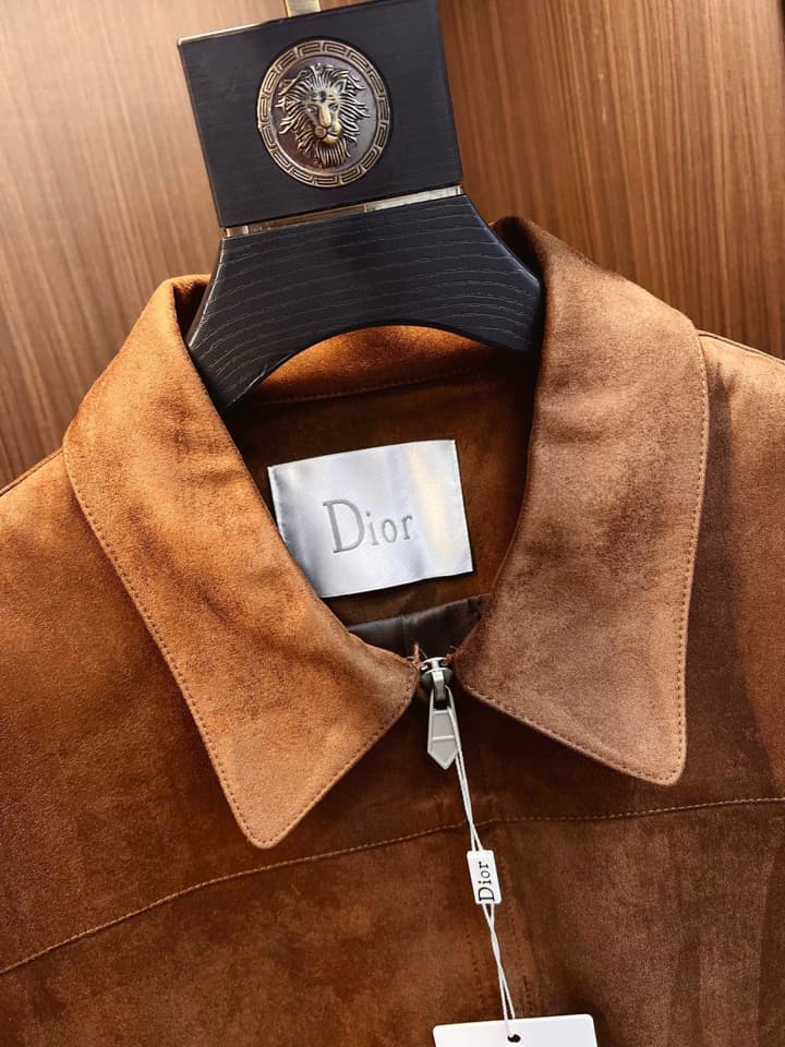 Dior Classic Men's Suede Bomber Jacket in Cognac Brown Suede Jacket
