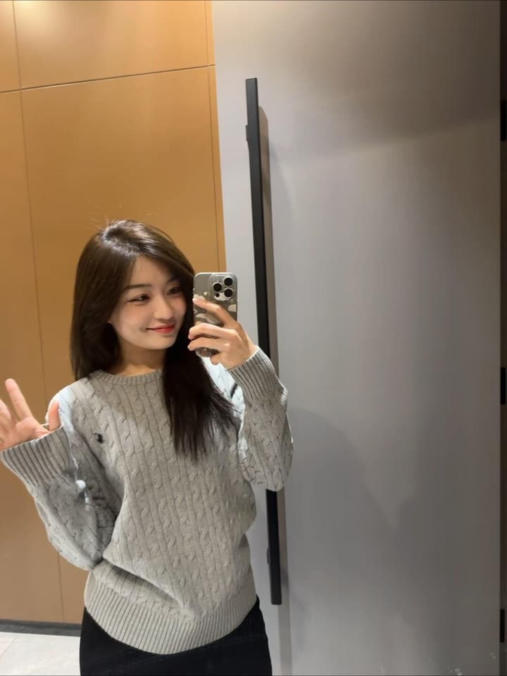 Ralph Lauren Cable Knit Polo Sweater in Baby Pink