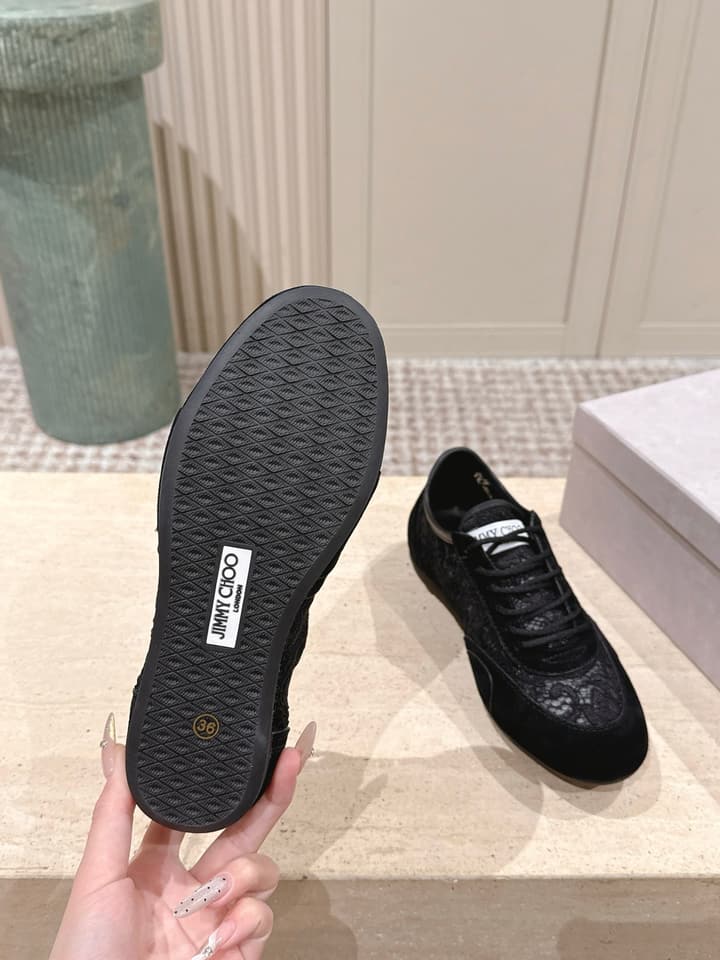 Jimmy Choo Diamond Lace Sneakers in Black Lace