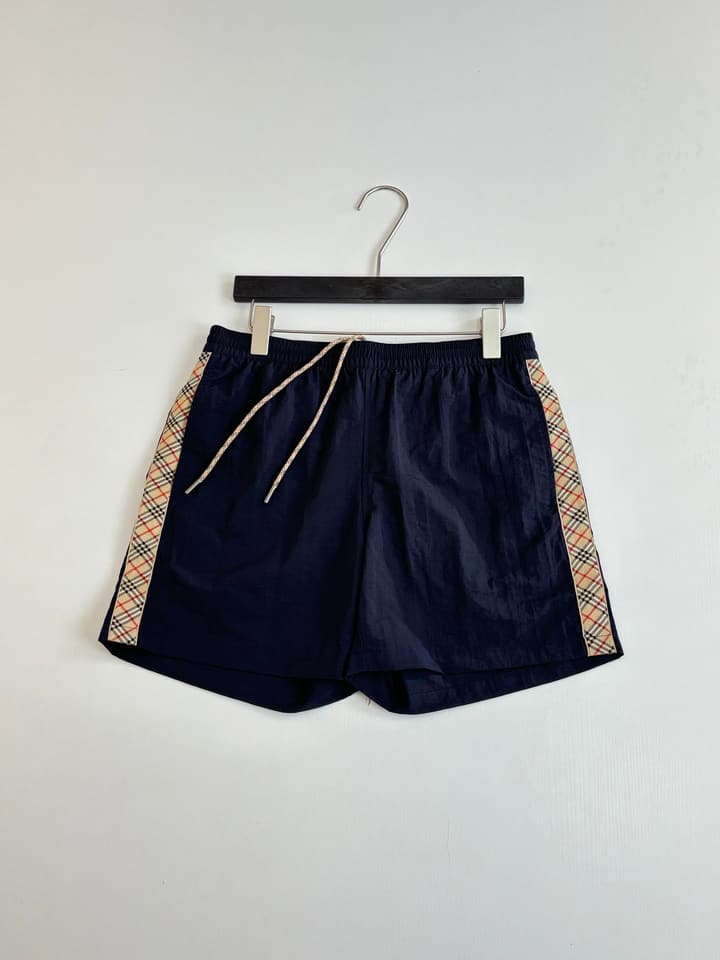 Burberry Nylon Side Check Drawstring Shorts in Black