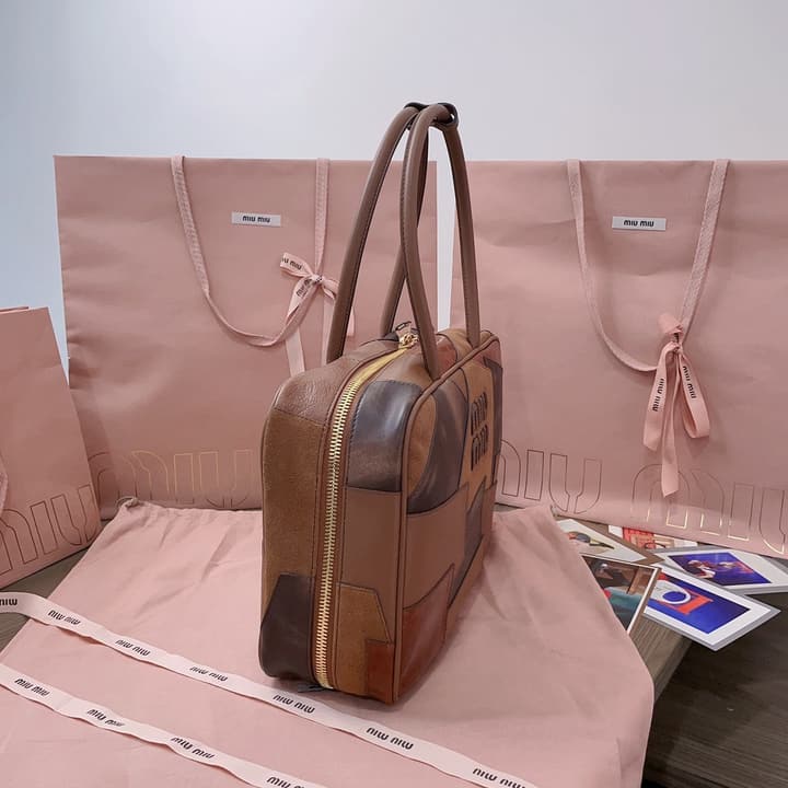 Miu Miu Patchwork Briefcase in Brown Patchwork
