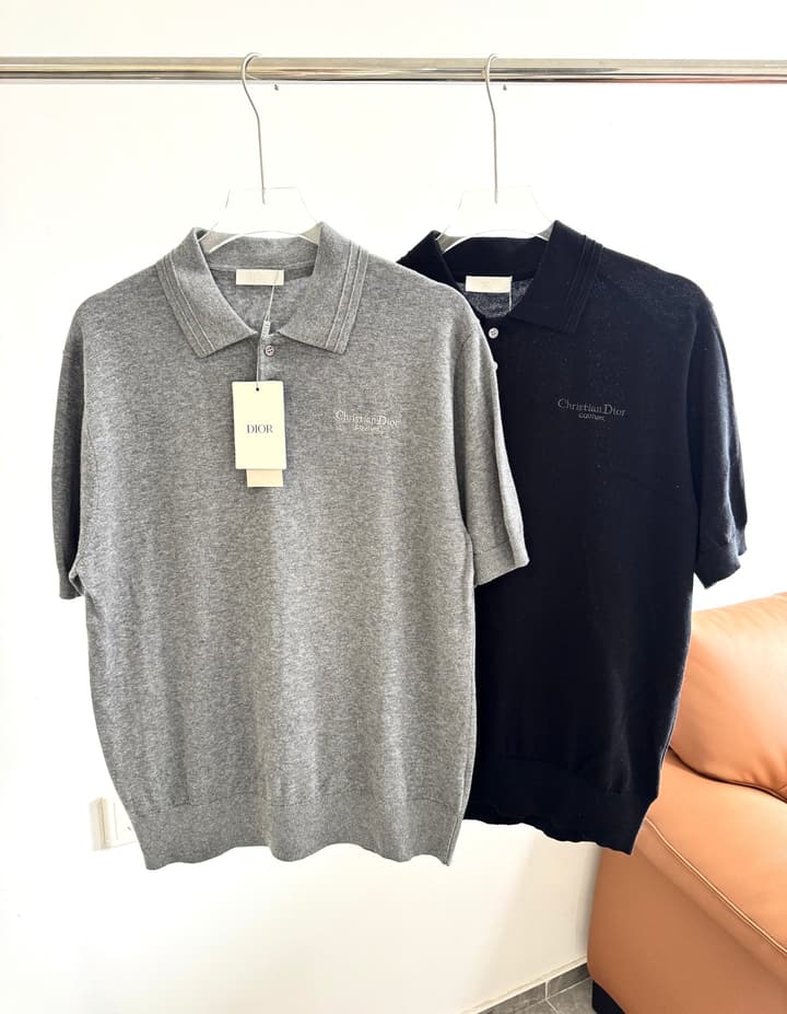 Dior Early Spring Mixed-Knit Polo Tee – 2025 in Black