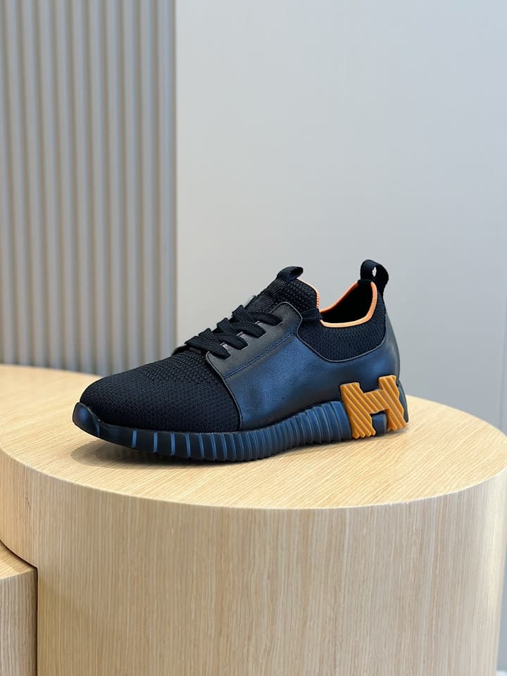 Hermès Bouncing Sneakers in Black And White Color Block