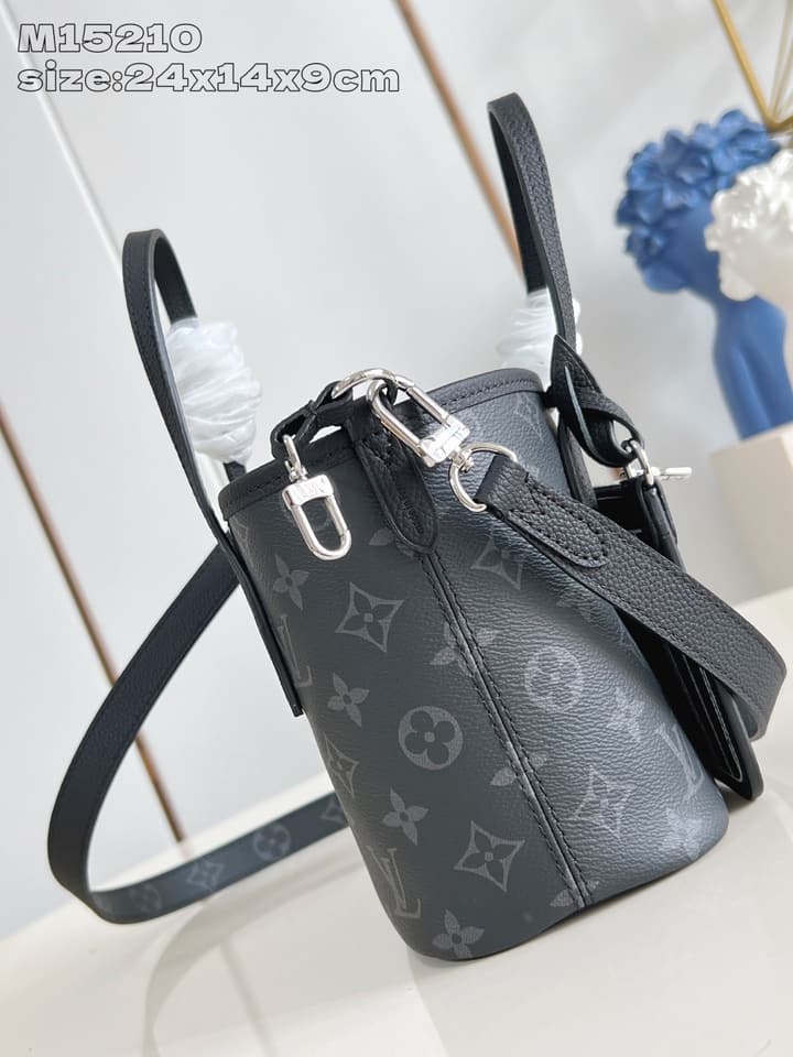Louis Vuitton Neverfull Bandoulière Inside Out BB Handbag in Black Monogram With White Graphic