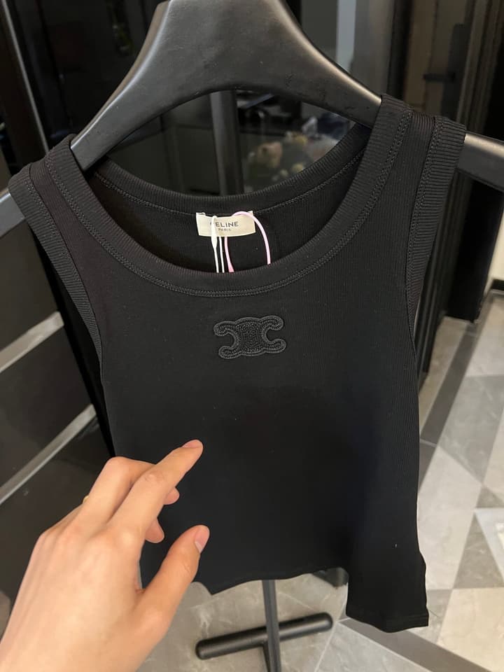 Celine Triomphe Embroidered Knit Vest – 2025SS Collection in Black