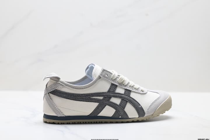 Onitsuka Tiger Mexico 66 Slip-On Sneakers in Cream With Charcoal Stripes