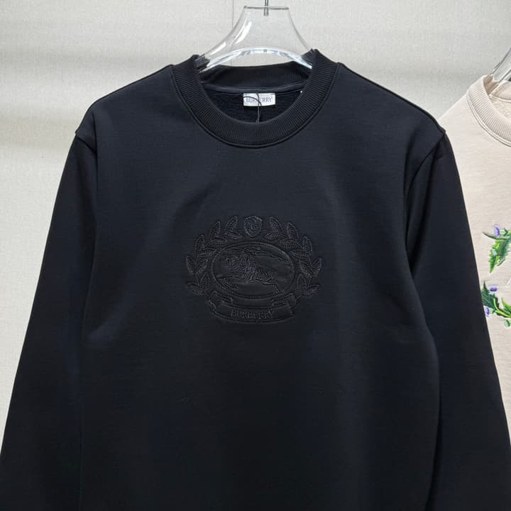 Burberry 24FW Embroidered Crewneck Sweatshirt in Classic Black