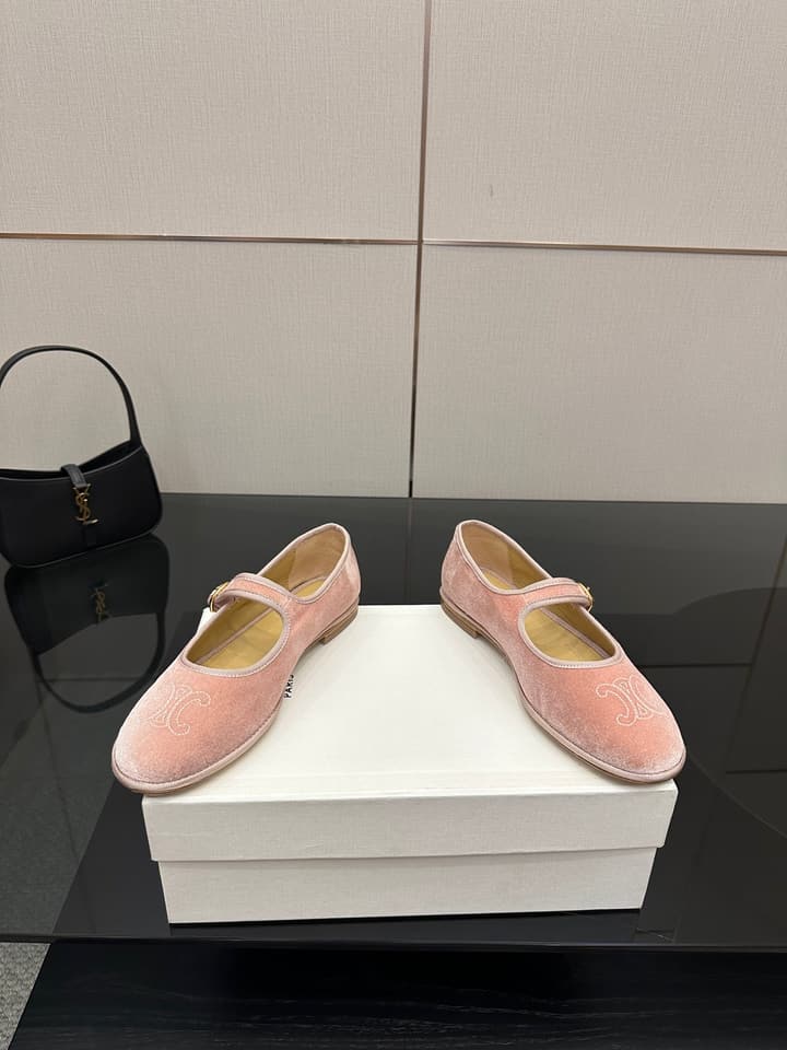 Celine Velvet Mary Jane Flats – 25 Collection in Black Velvet