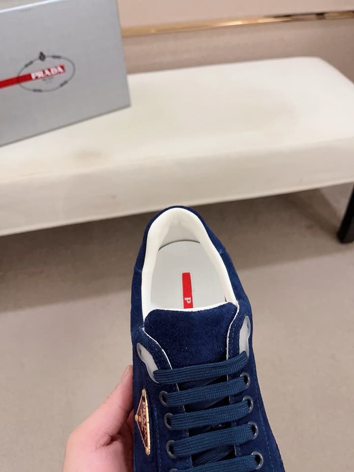 Prada Men's Air Cushion Sneakers in Beige Suede