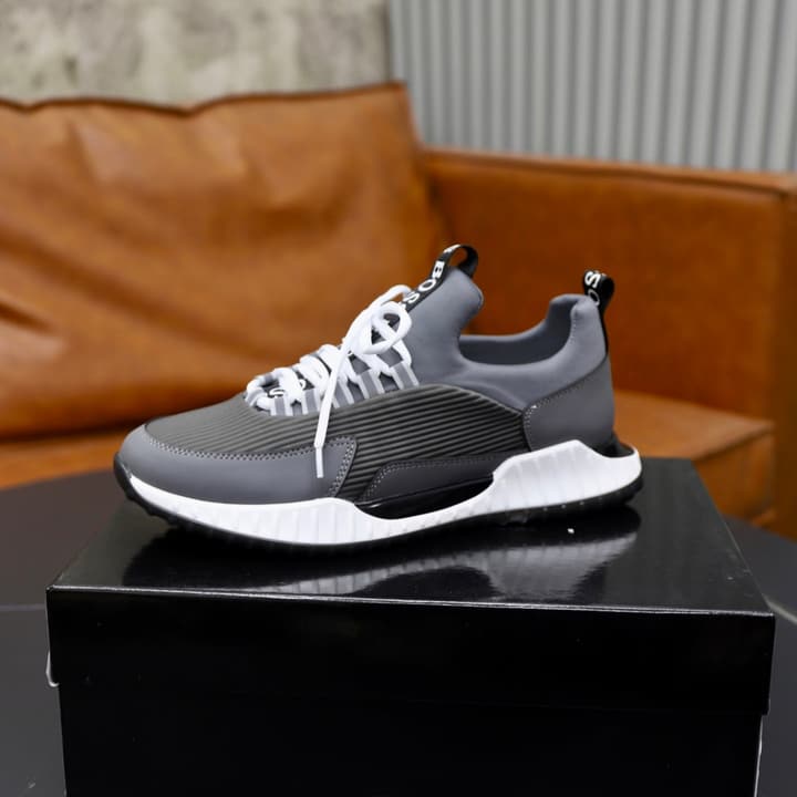 Boss Men's Knit Sneakers in Black Laced