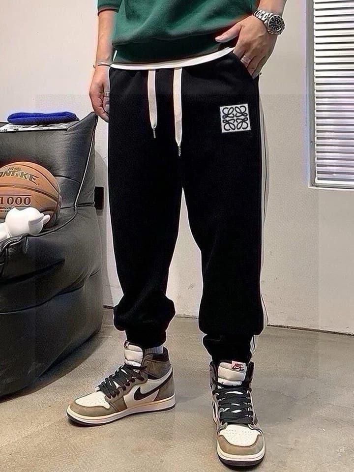 Loewe Woven Tape Knit Embroidery Sweatpants – 24SS in Black