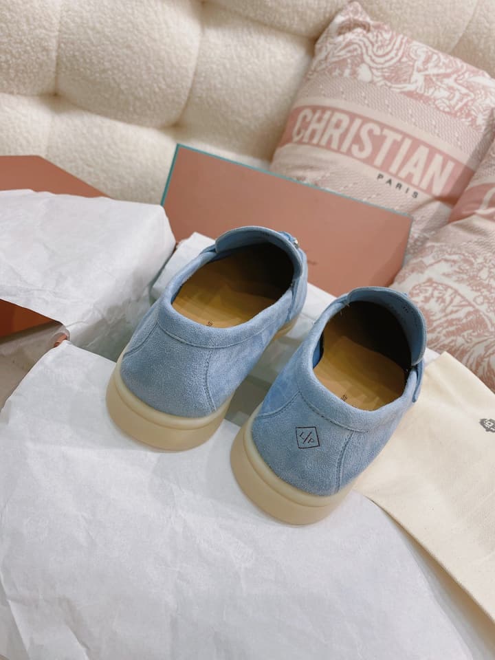 Loro Piana Glossy Cashmere Loafers in Blush Pink Suede