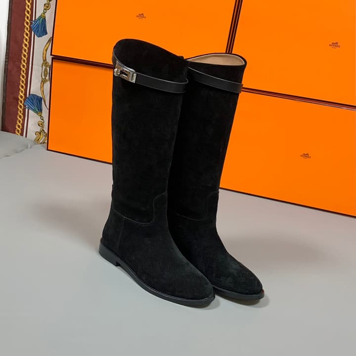 Hermès Classic Knight Riding Boots – Autumn/Winter in Black Suede Riding Boot