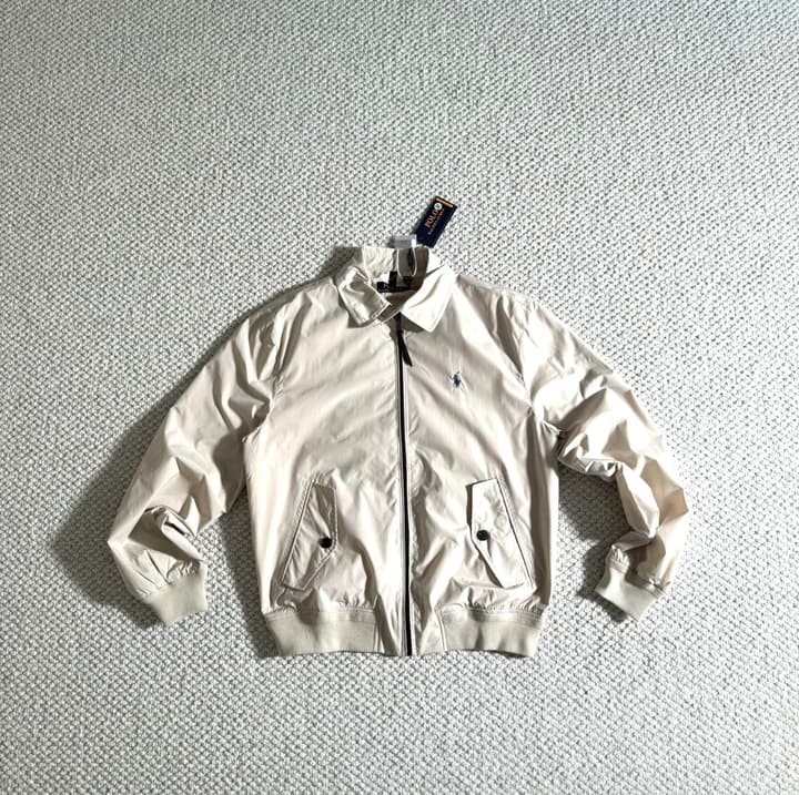 Ralph Lauren Embroidered Pony Harrington Jacket in Apricot White