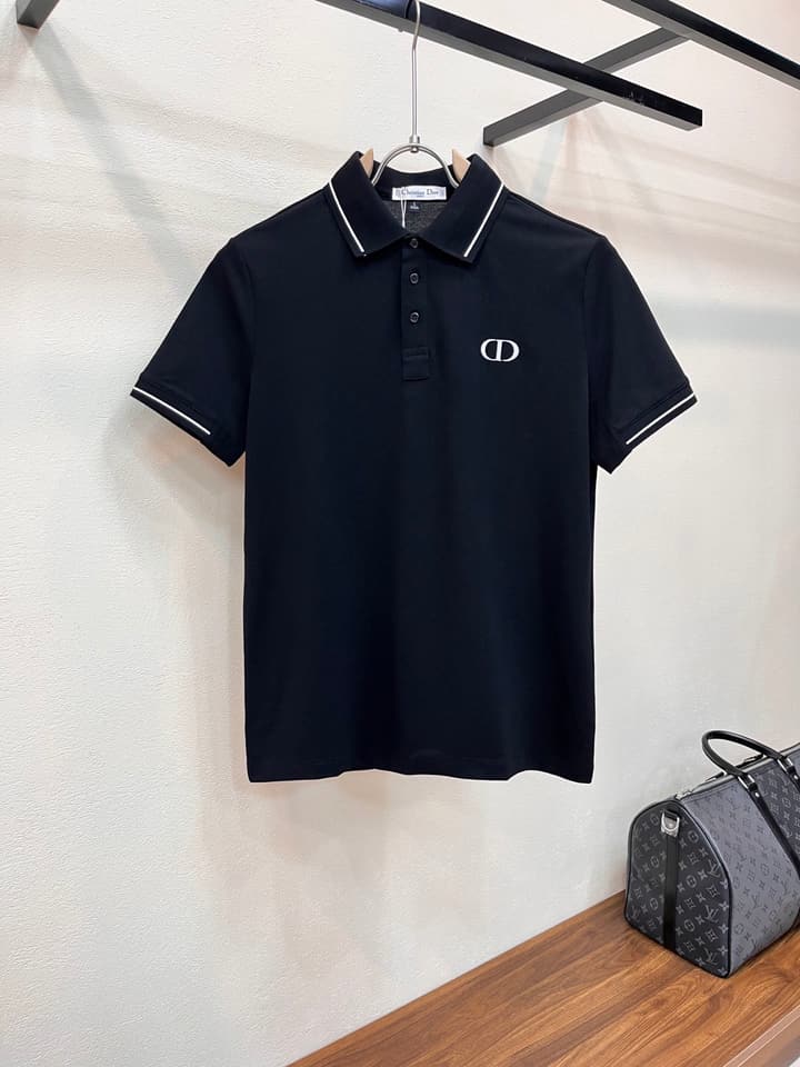 Dior Embroidered Logo Piqué Cotton Polo Shirt – 2026 Spring/Summer Collection in Classic Black