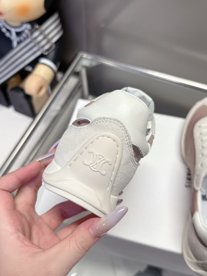 Celine Racer Women's Low-Top Sneakers in Black With White Laces