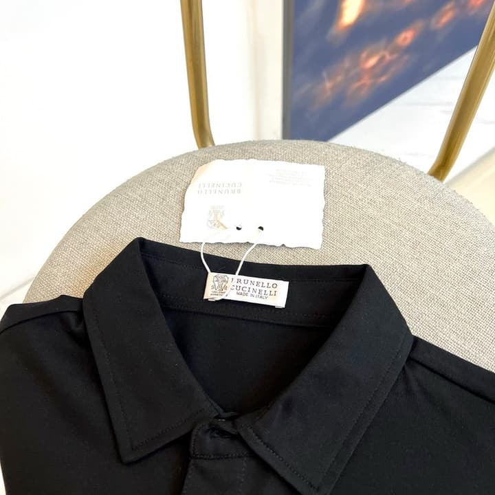 Brunello Cucinelli Short-Sleeved Polo Shirt – 2026 Spring/Summer Collection in Classic Black