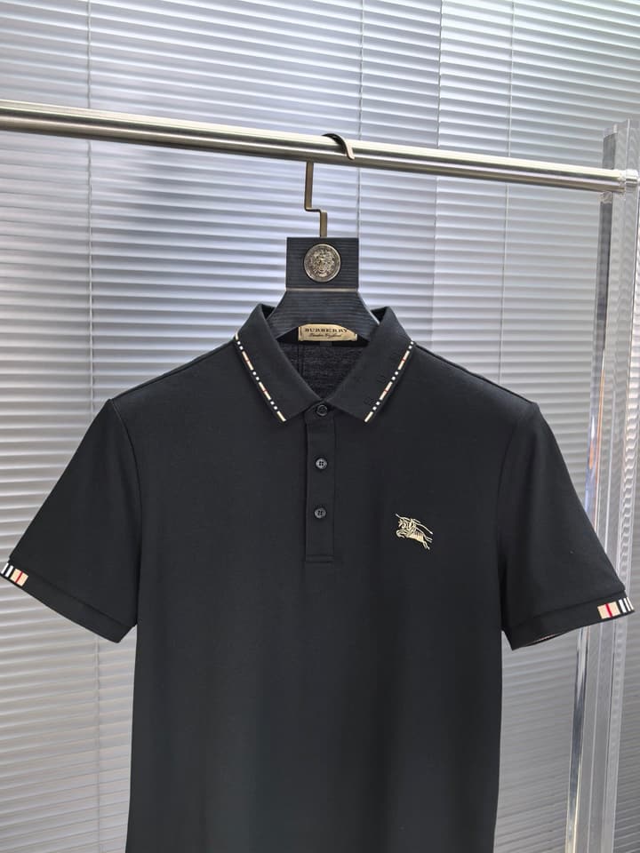 Burberry Embroidered Logo Piqué Cotton Polo Shirt – 2026SS in Dark Grey