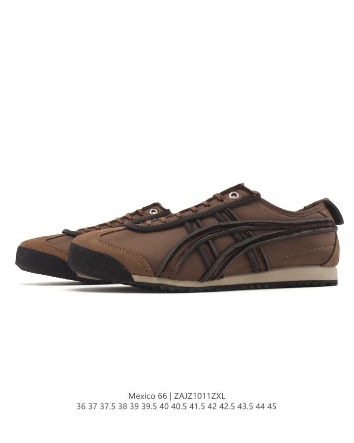 Asics Onitsuka Tiger Mexico 66 Classic Sneakers in Brown Suede With Dark Stripes
