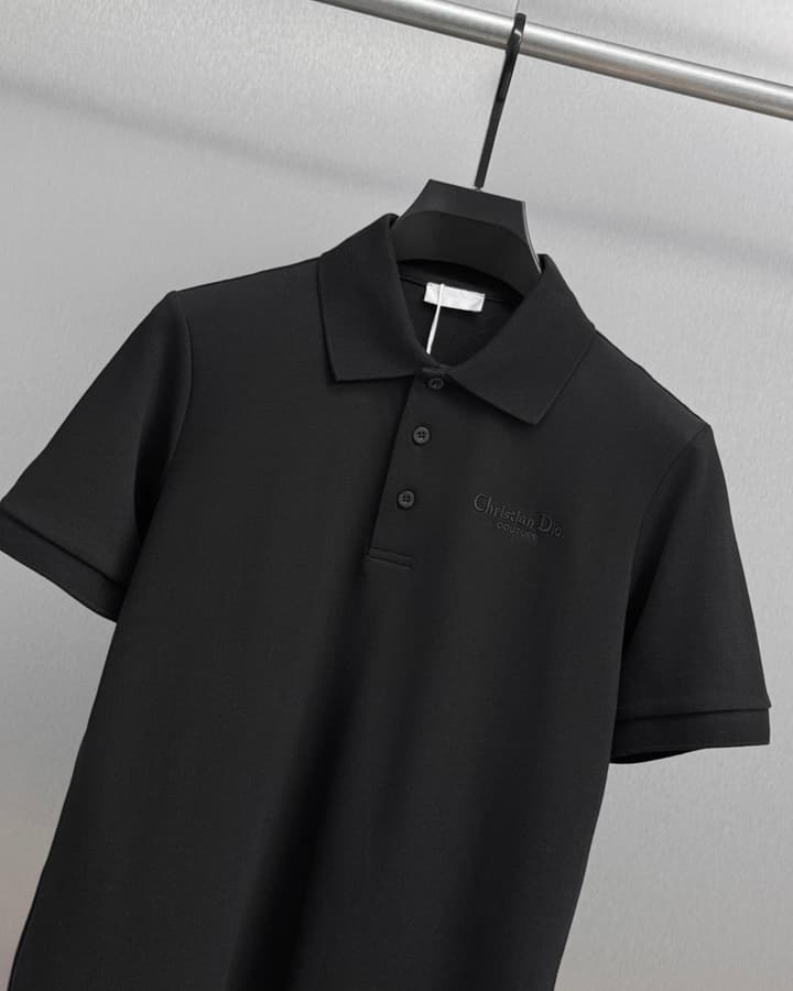 Dior Embroidered Letter Polo Shirt in Black