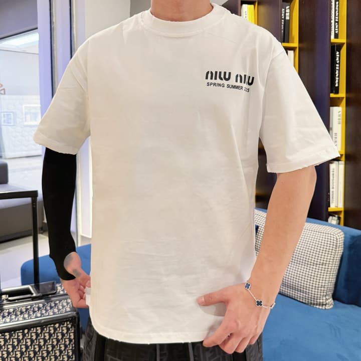 Miu Miu Technical Fabric Short-Sleeve T-Shirt – Summer 2026 Collection in Black