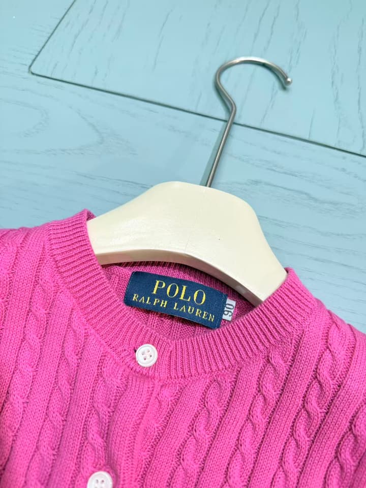 Ralph Lauren Kids Classic Striped Knit Cardigan – 2025SS in Bright Pink Cable Knit