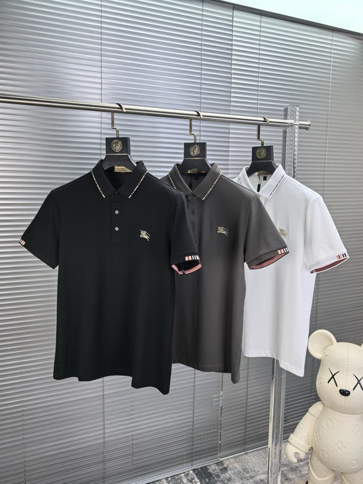 Burberry Embroidered Logo Piqué Cotton Polo Shirt – 2026SS in Dark Grey