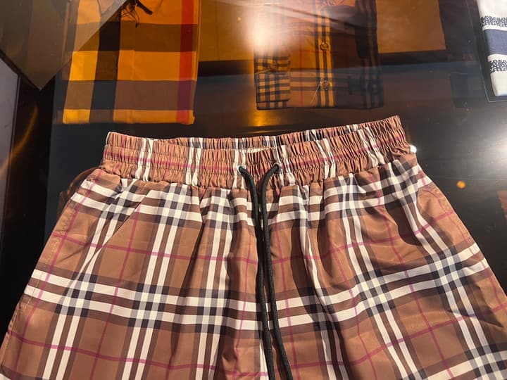 Burberry Vintage Check Swim Trunks in Beige