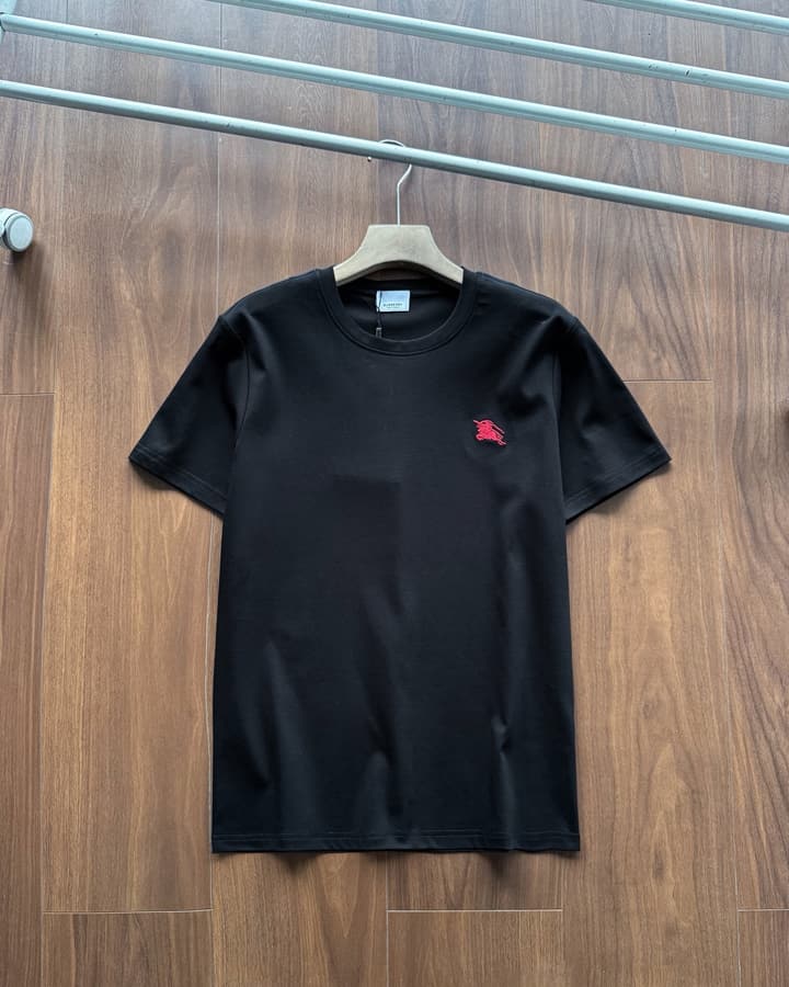 Burberry Embroidered Mercerized Cotton T-Shirt in Black
