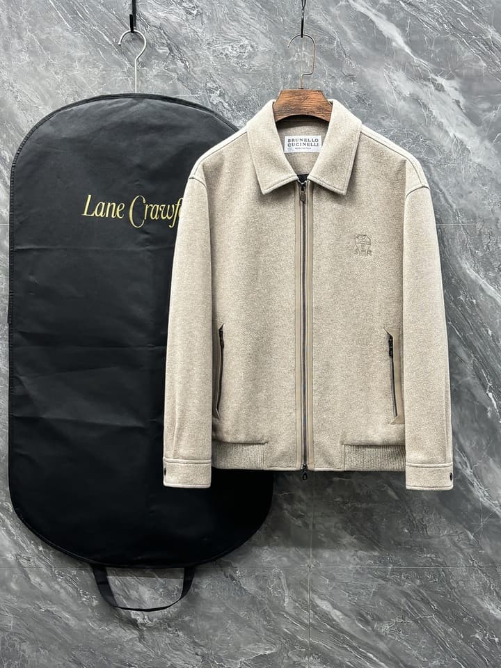 Brunello Cucinelli Knit Blend Down Jacket – 25FW in Light Camel