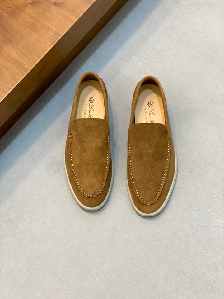 Loro Piana Suede Leather Slip-On Loafers in Black Suede
