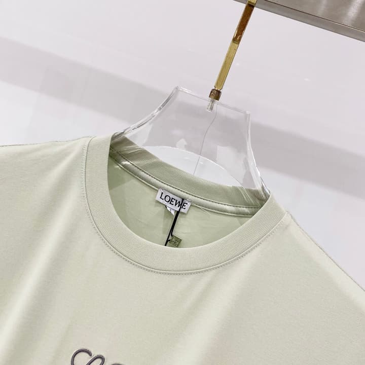 Loewe Mercerized Cotton Embroidered Logo T-Shirt in Black