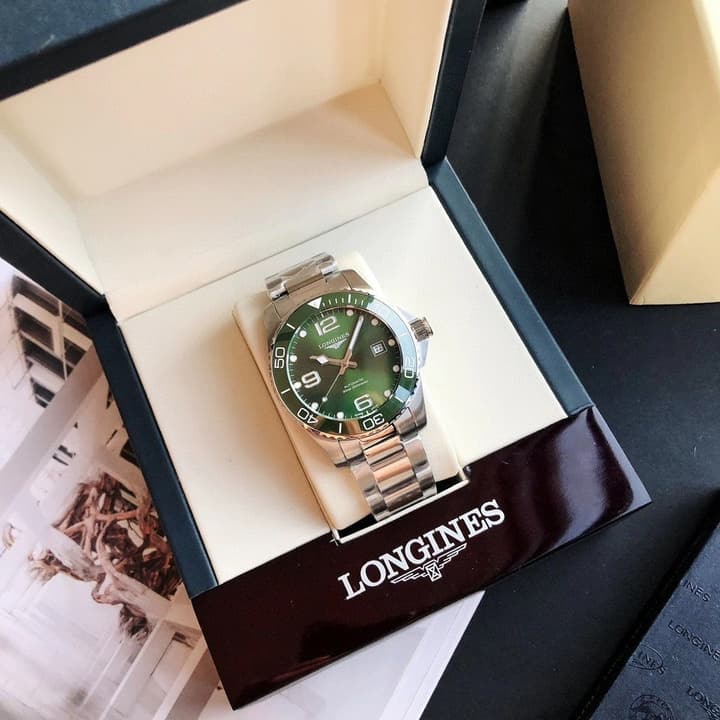 Longines Conquest Automatic Diver Watch in Green Dial With Steel Bracelet