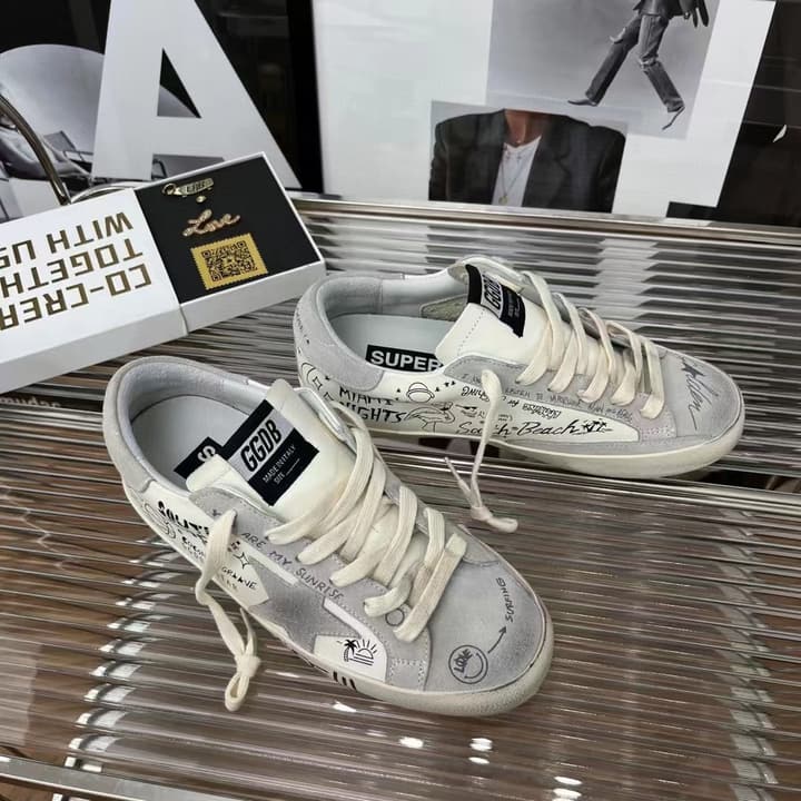 Golden Goose Classic Distressed Sneakers in Tan Suede With White Laces
