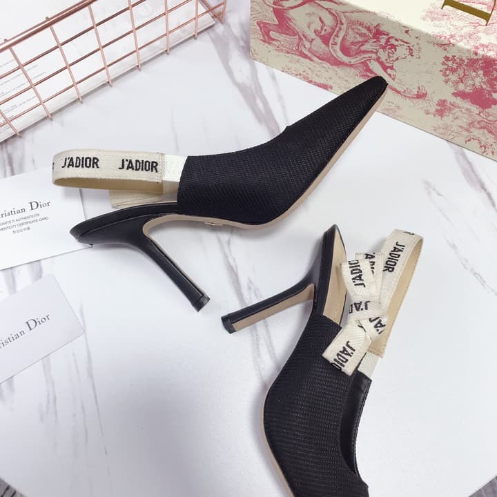 Dior Patent Leather Bow Heeled Sandals in Black High Heel Slingback