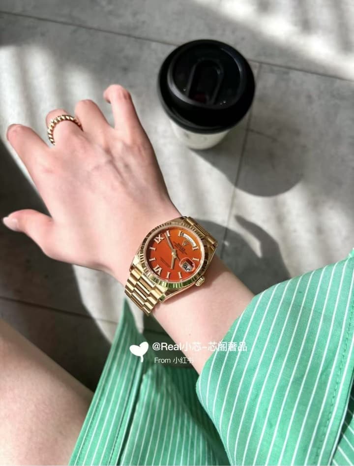 Rolex Day-Date 36 Yellow Gold Red Carnelian Watch